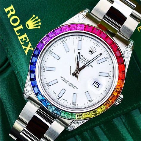 rolex datejust rainbow|rolex with rainbow bezel.